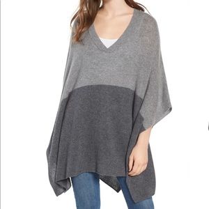 Halogen Colorblock Cashmere Poncho